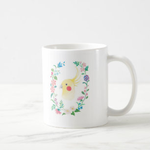 Caneca floral da ilustração do pássaro do animal