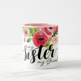 Caneca floral da irmã da aguarela colorida bonita