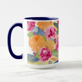 Caneca floral de aquarela