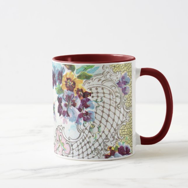 Caneca Floral de Casamento Branco Cor-de-Rosa ROMANTICA (Direita)