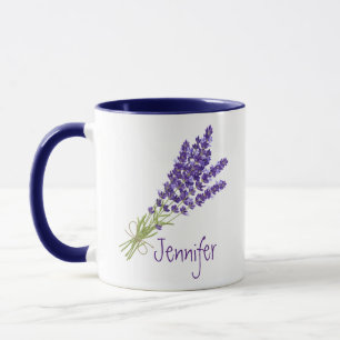 Caneca Floral de Flor de Jardim de Lavanda de Nome Person