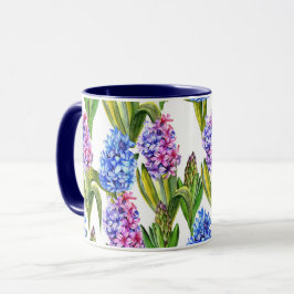 Caneca Floral de Hyacinth Azul e Púrpura