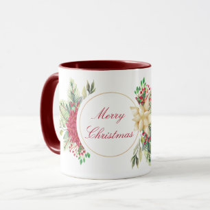 Caneca Floral de Natal vintage