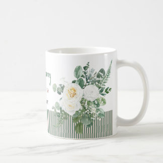 Caneca Floral de Rosa Branca Personalizada, Elegan