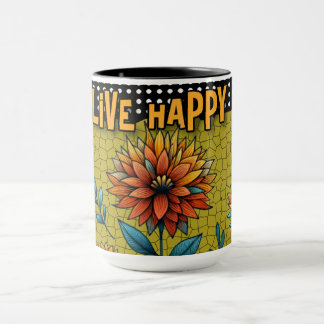Caneca Floral de Vidro Colorido Feliz Vida Cores I