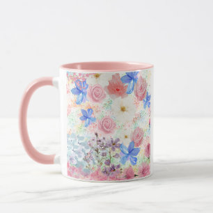 Caneca Floral de Watercolor - Romântica e Girly