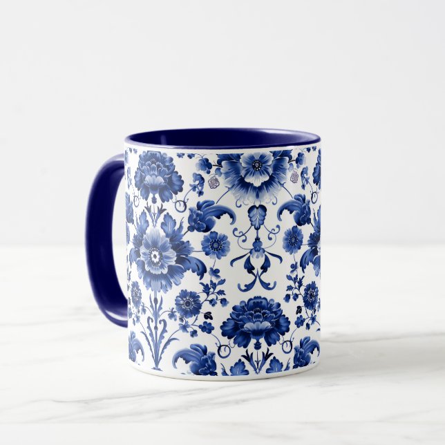 Caneca Floral Delft Blue (Frente Esquerda)