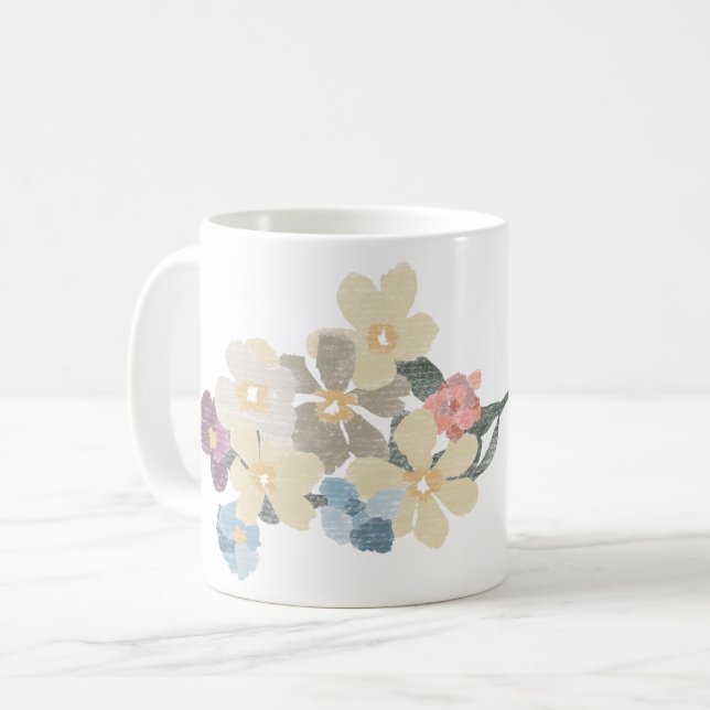 Caneca Floral Desenhada À Mão (Frente Esquerda)