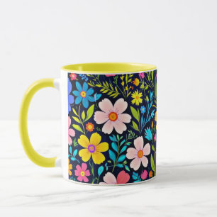 Caneca Floral Digital Painting Flowers Pattern-38875