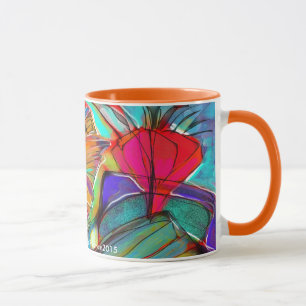 Caneca floral do Cubist abstrato
