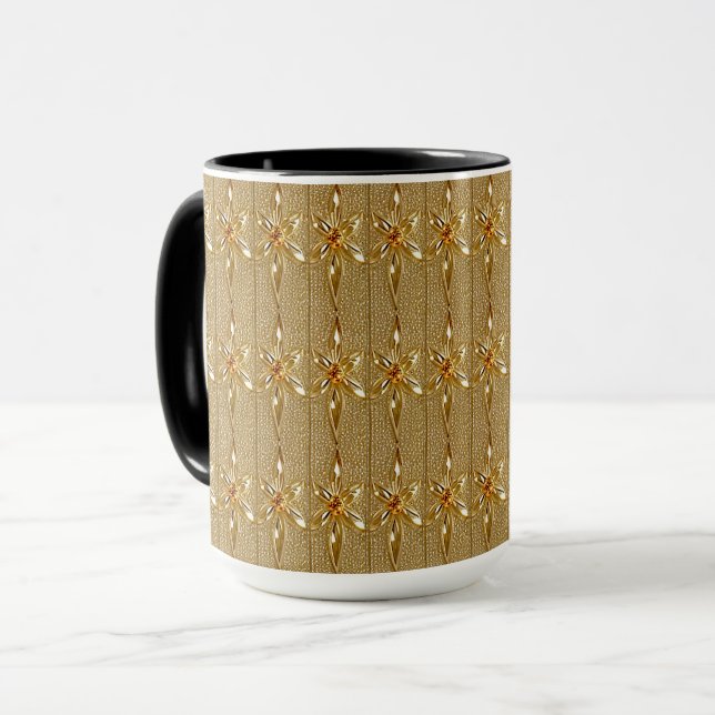 Caneca Floral do Ornamentado Dourado (Frente Esquerda)