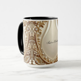 Caneca Floral Dourada Elegante Ornamentada