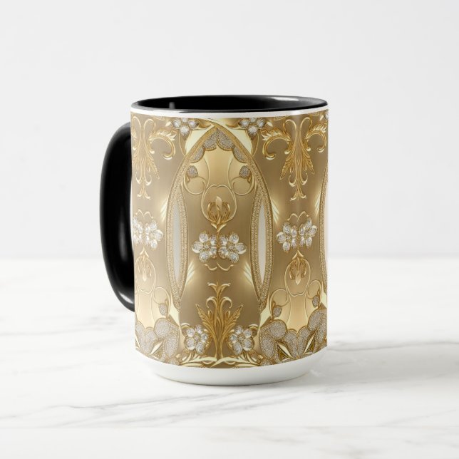Caneca Floral Dourada Ornata (Frente Esquerda)