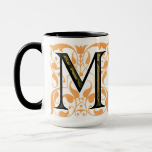 Caneca Floral Dourado e Preto 'M' - Mug