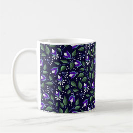 Caneca Floral em Marinho e roxa
