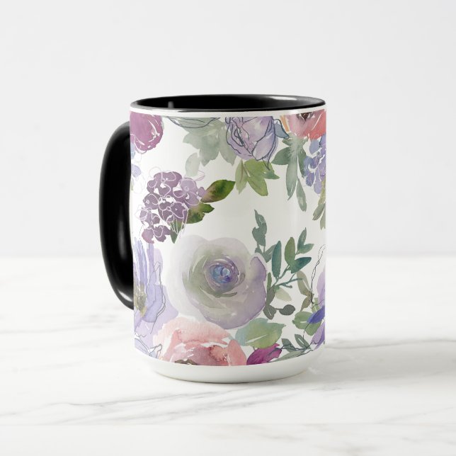 Caneca Floral em Watercolor (Frente Esquerda)