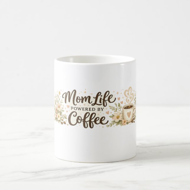 Caneca Floral Engraçada Vida de Mãe com Café (Centro)