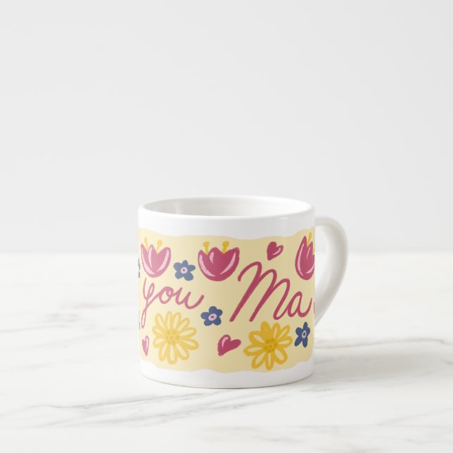 Caneca Floral Eu Te Amo Mãe – Presente do Dia das  (Frente Esquerda)