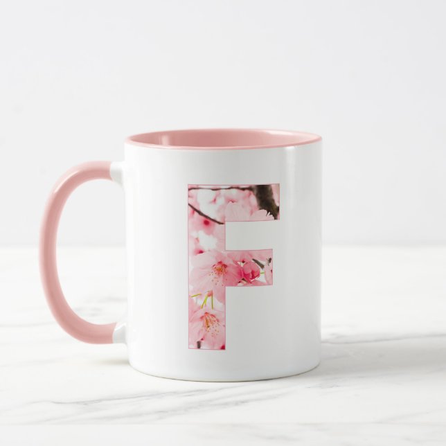 Caneca Floral F Initial Mug | Personalized Name & Traits (Esquerda)