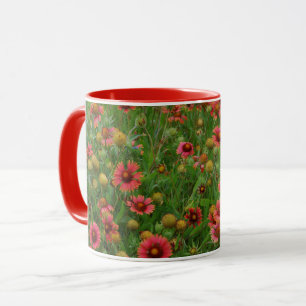 Caneca Floral Flores Vermelhas Lindas