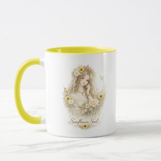 Caneca Floral Garota Alma de Girassol (Esquerda)