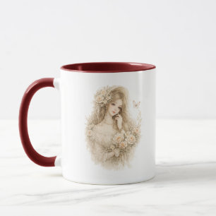 Caneca Floral Garota Sussurro de Rosa