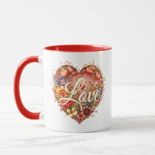 Caneca Floral Heart Love