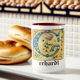 Caneca Floral Iluminado Medieval - Letra G Monograma Mug