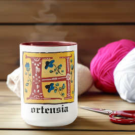 Caneca Floral Iluminado Medieval - Letra H Monograma Mug