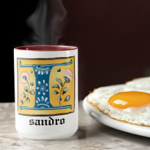 Floral Iluminado Medieval - Letra I Monograma Mug