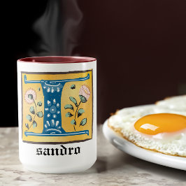 Caneca Floral Iluminado Medieval - Letra I Monograma Mug