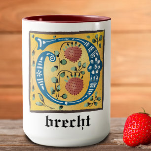 Caneca Floral Iluminado Medieval - Letra O Monograma Mug