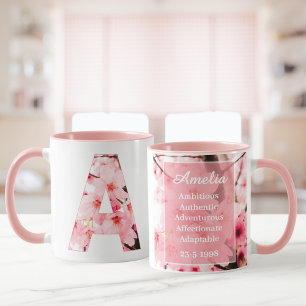 Caneca Floral Inicial A   Nome & Características P