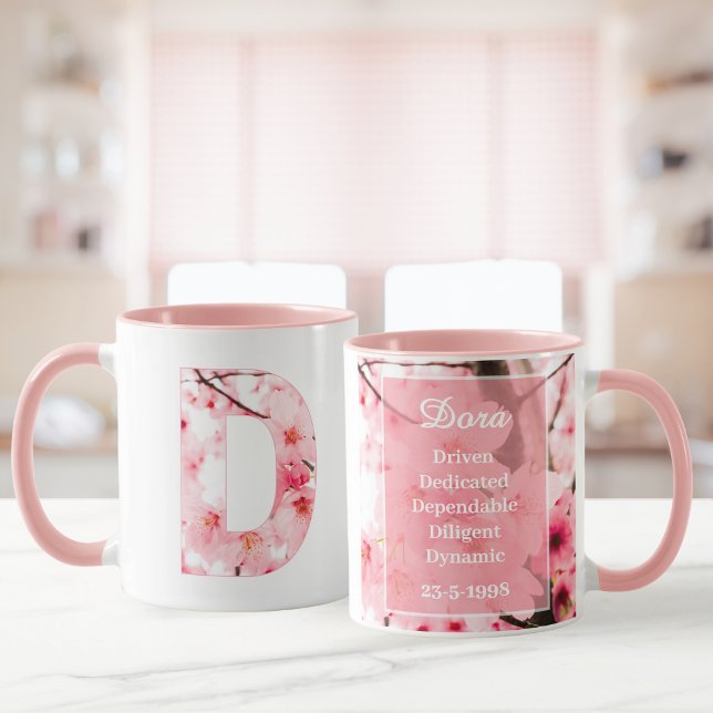 Caneca Floral Inicial D | Nome & Características P (Criador carregado)
