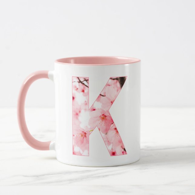 Caneca Floral Inicial K | Nome & Características P (Esquerda)