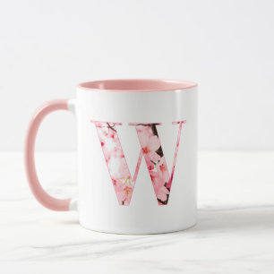 Caneca Floral Inicial W Nome & Características P