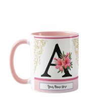 Floral Initial Mug – Letter A Monogram | Personali