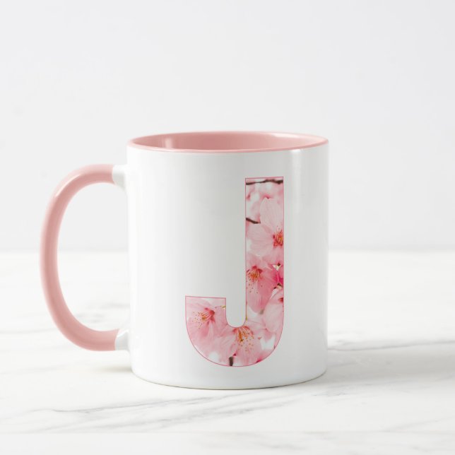 Caneca Floral J Initial Mug | Personalized Name & Traits (Esquerda)