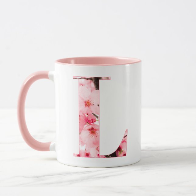Caneca Floral L Initial Mug | Personalized Name & Traits (Esquerda)