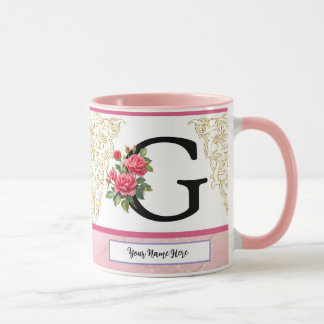 Caneca Floral Letter G Mug – Custom Name Monogram Cup