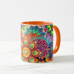 Caneca Floral Mandala Collage Psicedélico