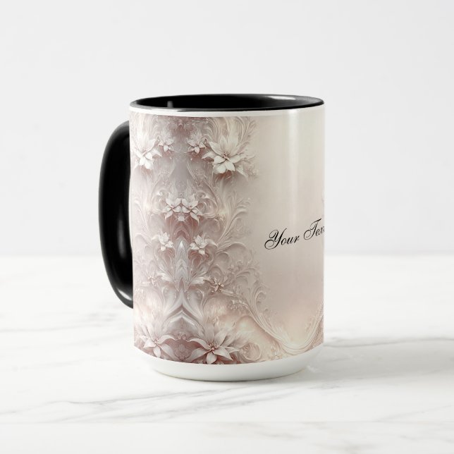 Caneca Floral Marfim Branco (Frente Esquerda)