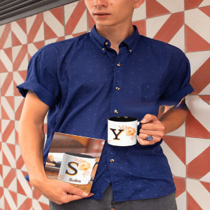 Caneca Floral Monogramas Mug - Elegante - Letra Y - escre