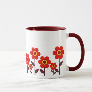 Caneca Floral mug vermelho