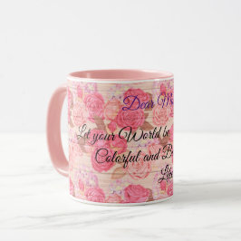 Caneca Floral no texto personalizado de madeira