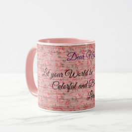 Caneca Floral no texto personalizado de madeira