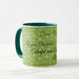 Caneca Floral no texto personalizado de madeira