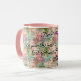 Caneca Floral no texto personalizado de madeira