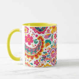 Caneca Floral Paisley de Primavera