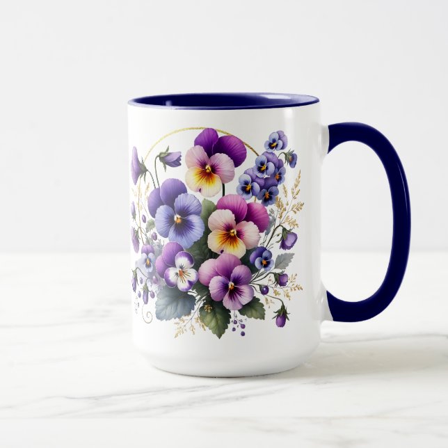 Caneca Floral Pansy Roxa (Direita)